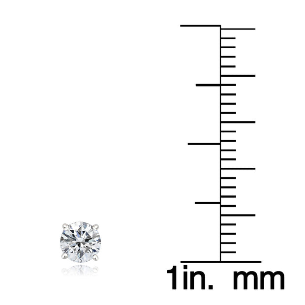 Platinum Plated Sterling Silver 100 Facets Cubic Zirconia Stud Earrings (1cttw)