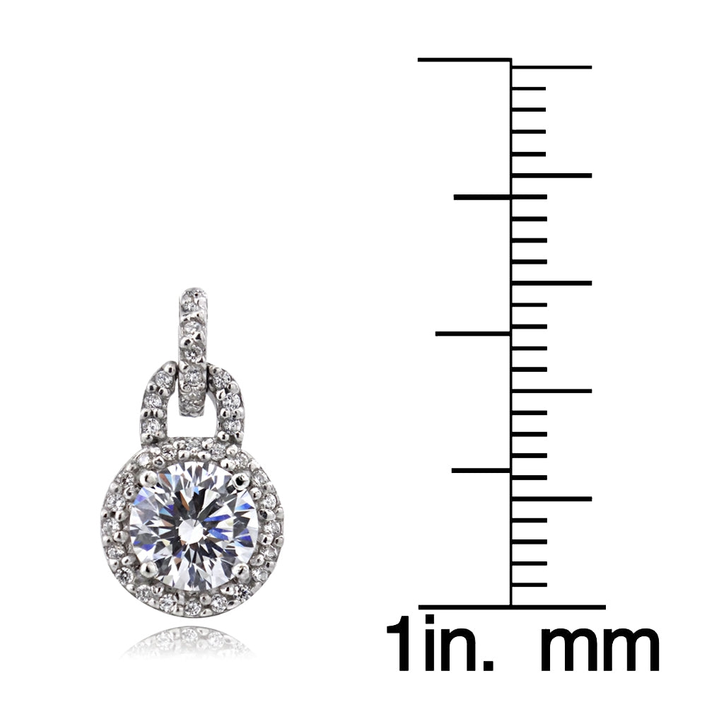 Platinum Plated Sterling Silver 100 Facets Cubic Zirconia Round Dangle Earrings(2cttw)-4