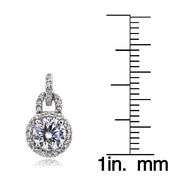 Platinum Plated Sterling Silver 100 Facets Cubic Zirconia Round Dangle Earrings(2cttw)