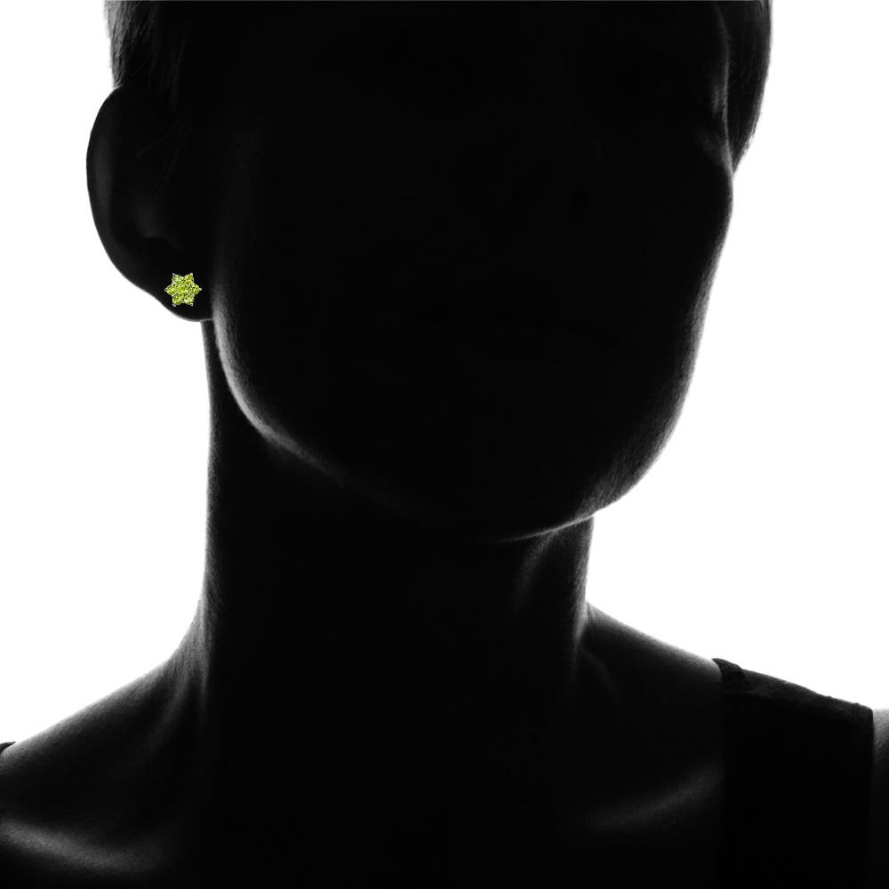 Sterling Silver Peridot Flower Stud Earrings-4