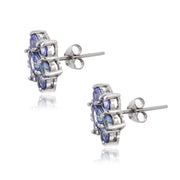 Sterling Silver 2ct TGW Tanzanite Flower Stud Earrings