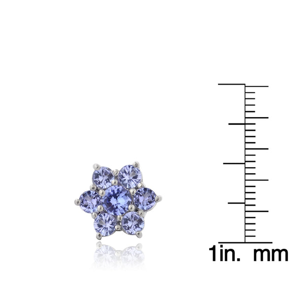 Sterling Silver 2ct TGW Tanzanite Flower Stud Earrings