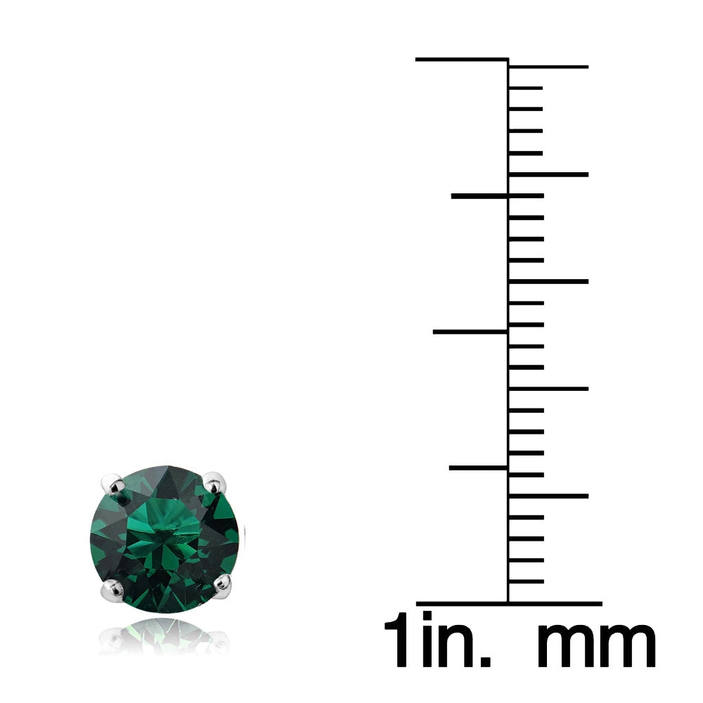 Sterling Silver 6mm Green Round Solitaire Stud Earrings Made with Swarovski Crystals-5