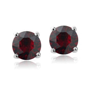 Sterling Silver 6mm Dark Red Round Solitaire Stud Earrings Made with Swarovski Crystals