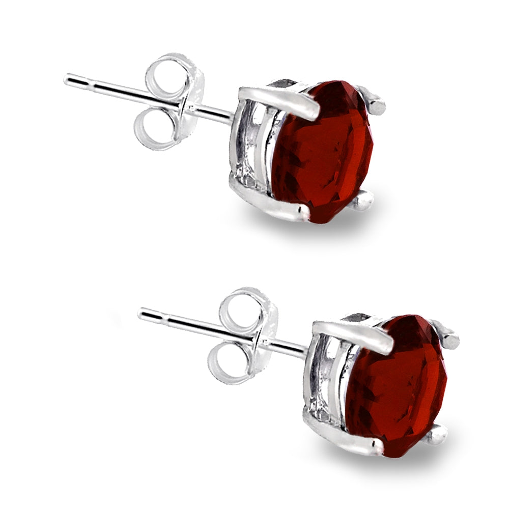 Sterling Silver 6mm Dark Red Round Solitaire Stud Earrings Made with Swarovski Crystals-5