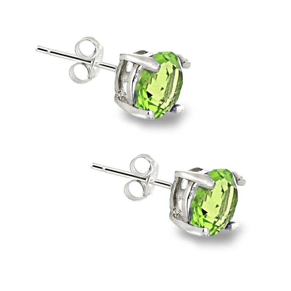 Sterling Silver 6mm Light Green Round Solitaire Stud Earrings Made with Swarovski Crystals-4
