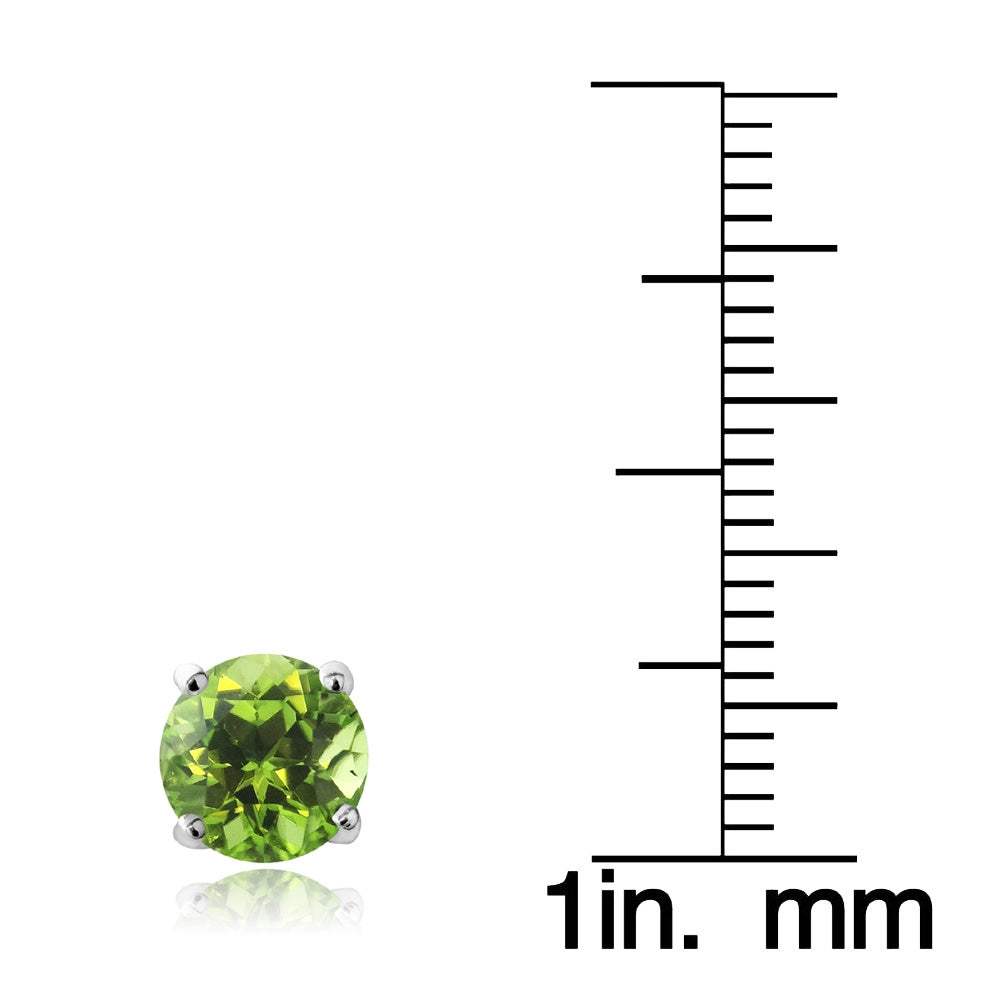 Sterling Silver 6mm Light Green Round Solitaire Stud Earrings Made with Swarovski Crystals-5