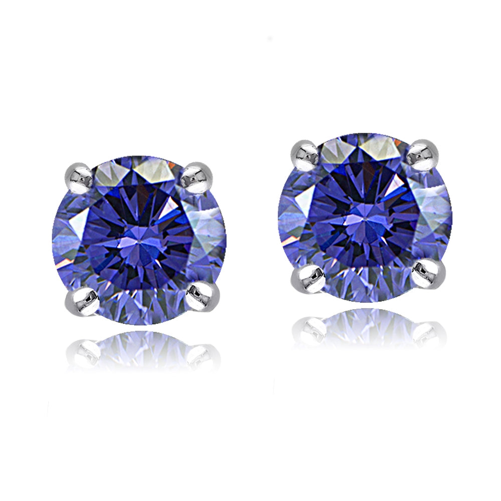 Sterling Silver Violet Stud Earrings  Made with Swarovski Crystals-2