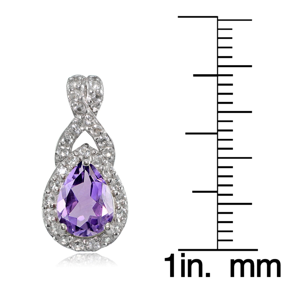 Sterling Silver Amethyst and White Topaz X and Teardrop Earrings-3