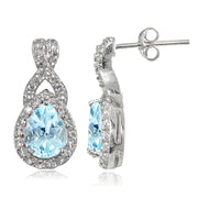Sterling Silver Blue Topaz and White Topaz X and Teardrop Earrings