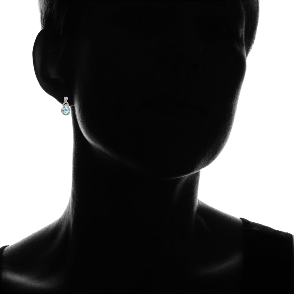 Sterling Silver Blue Topaz and White Topaz X and Teardrop Earrings-4