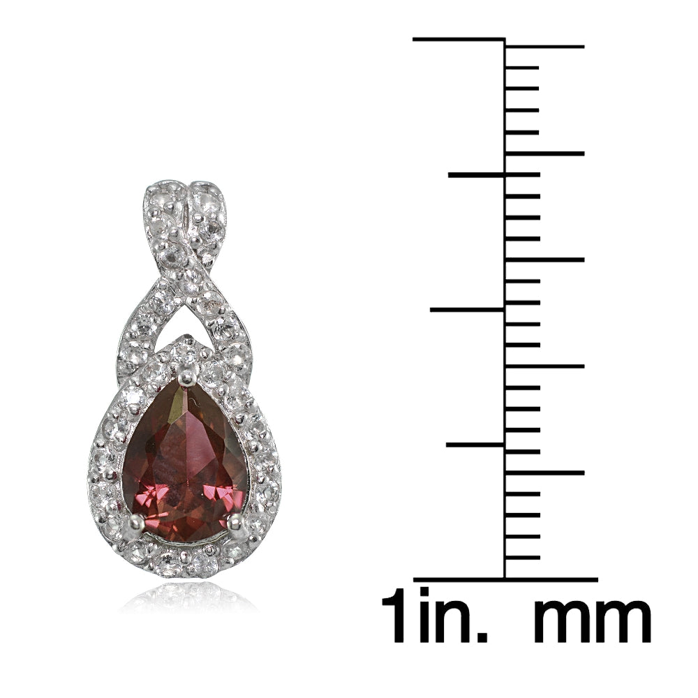 Sterling Silver Garnet and White Topaz X and Teardrop Earrings-3