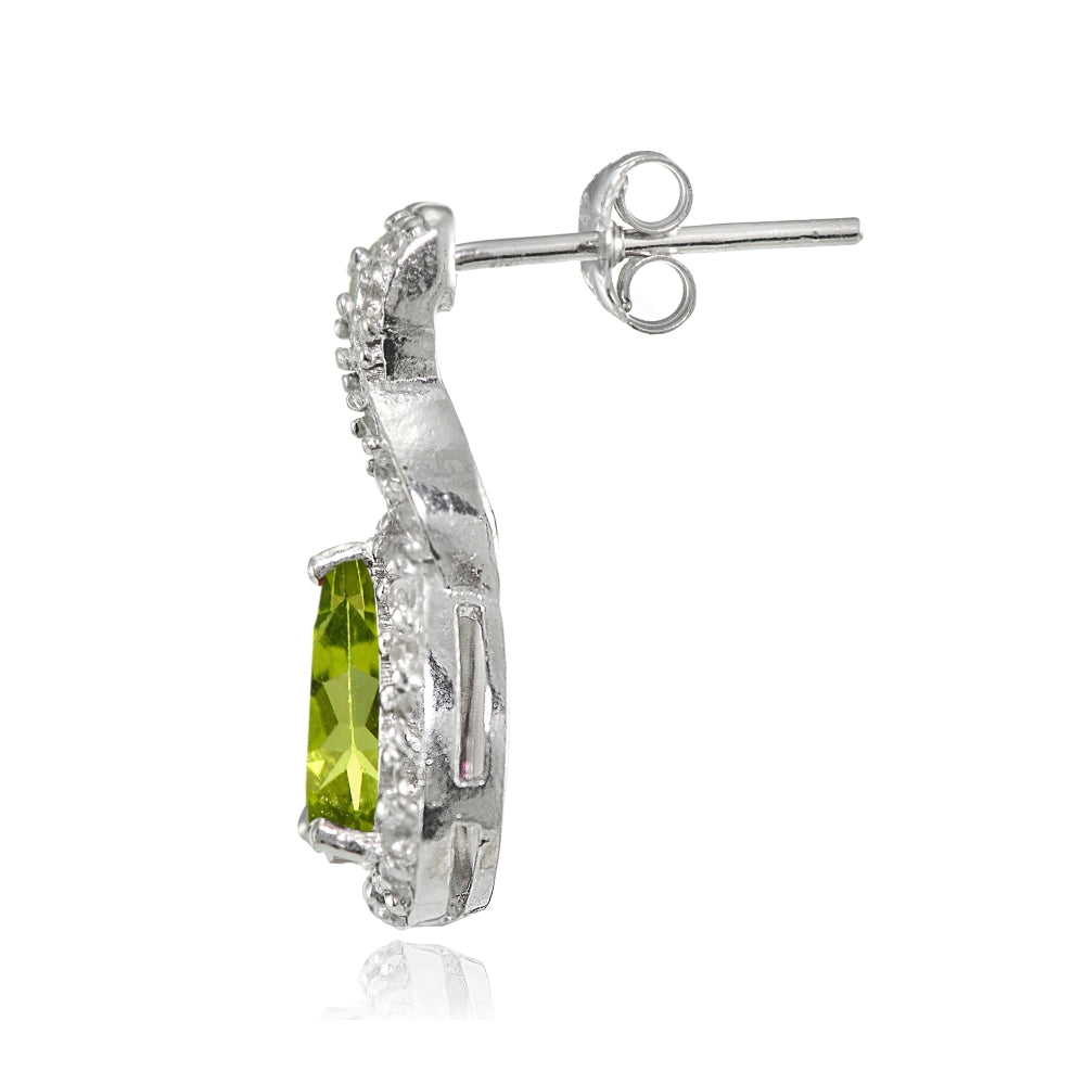Sterling Silver Peridot and White Topaz X and Teardrop Earrings-2