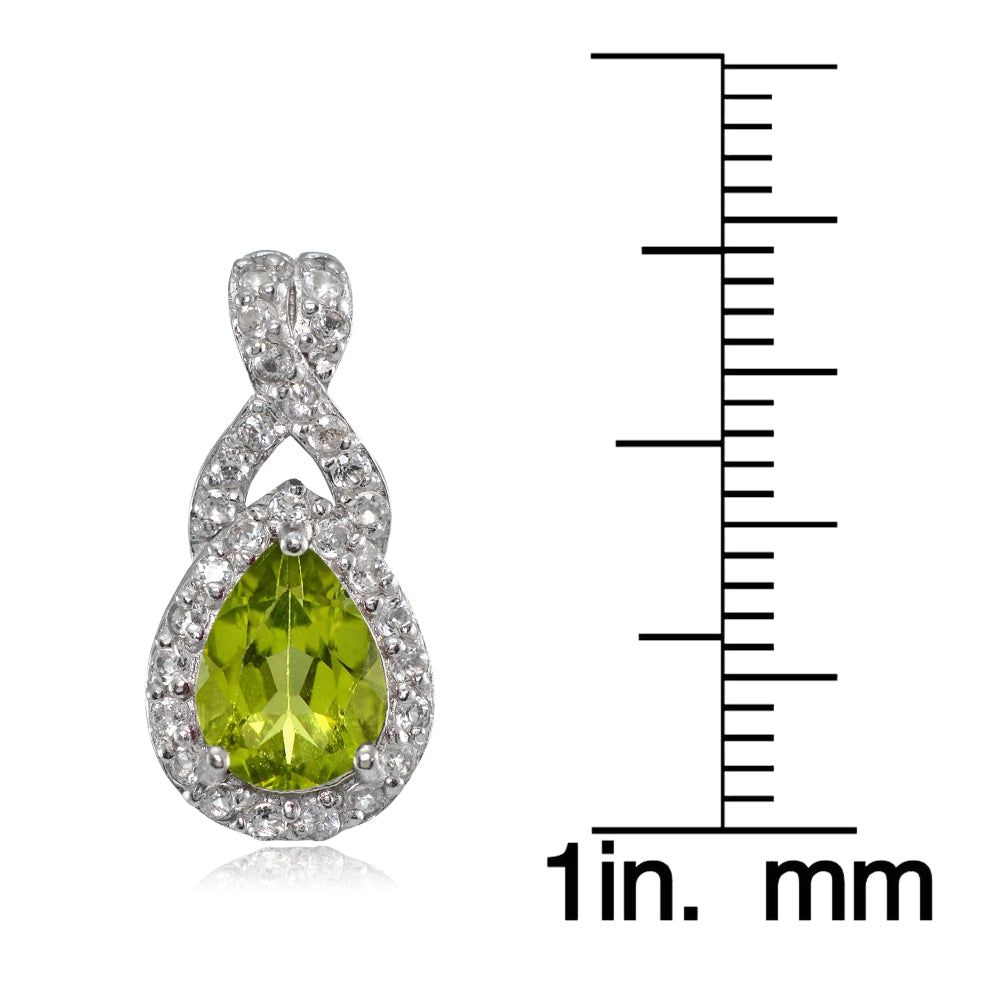 Sterling Silver Peridot and White Topaz X and Teardrop Earrings-3
