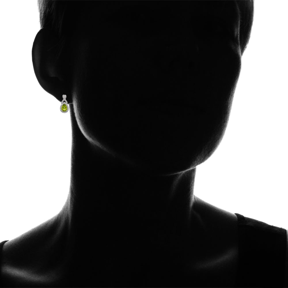 Sterling Silver Peridot and White Topaz X and Teardrop Earrings-4
