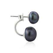 Sterling Silver Peacock Freshwater Cultured Pearl Front-Back Earrings