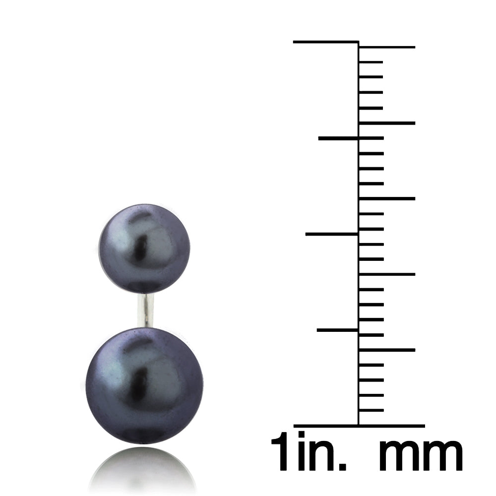 Sterling Silver Peacock Freshwater Cultured Pearl Front-Back Earrings-3