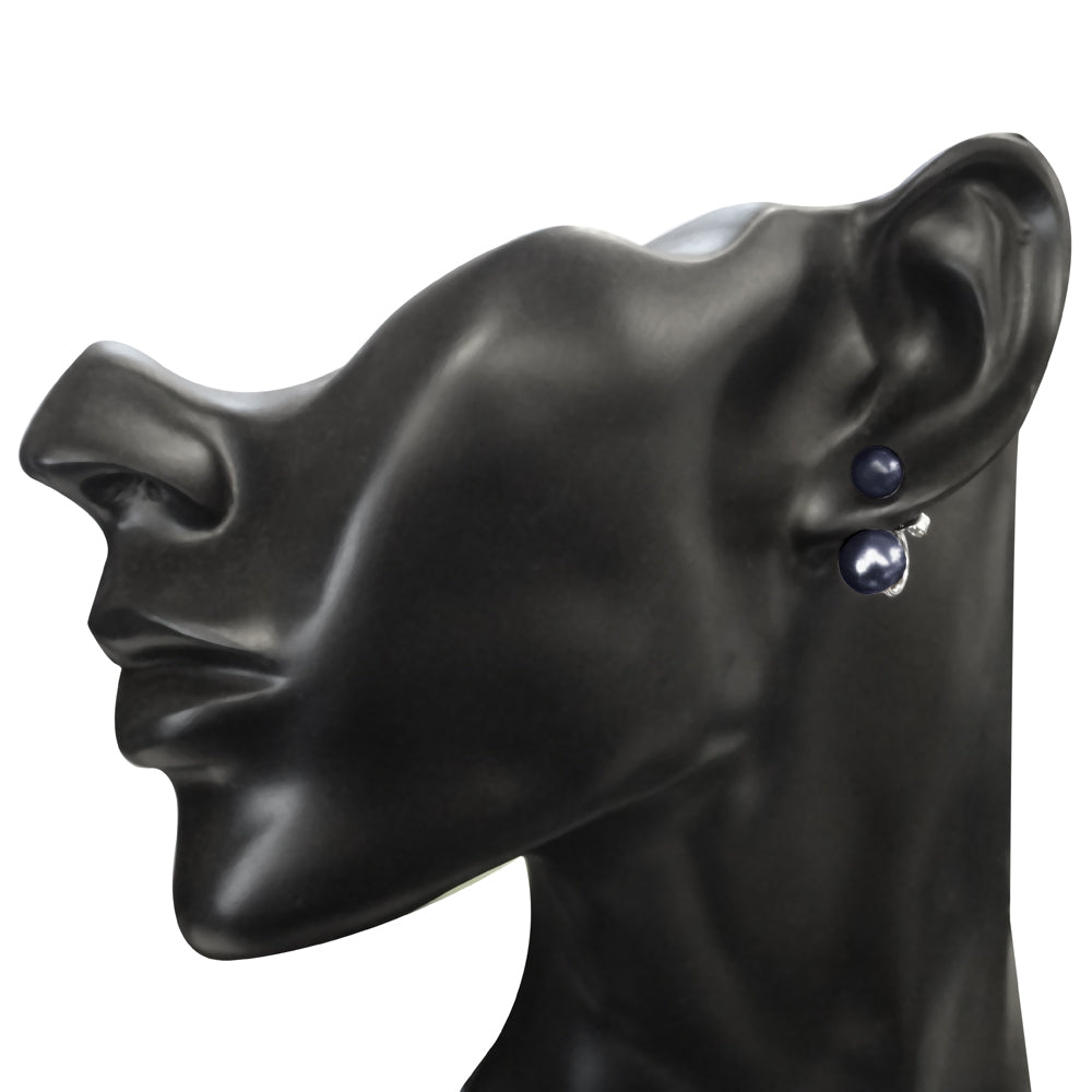 Sterling Silver Peacock Freshwater Cultured Pearl Front-Back Earrings-4