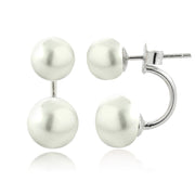 Sterling Silver White Freshwater Cultured Pearl Front-Back Earrings