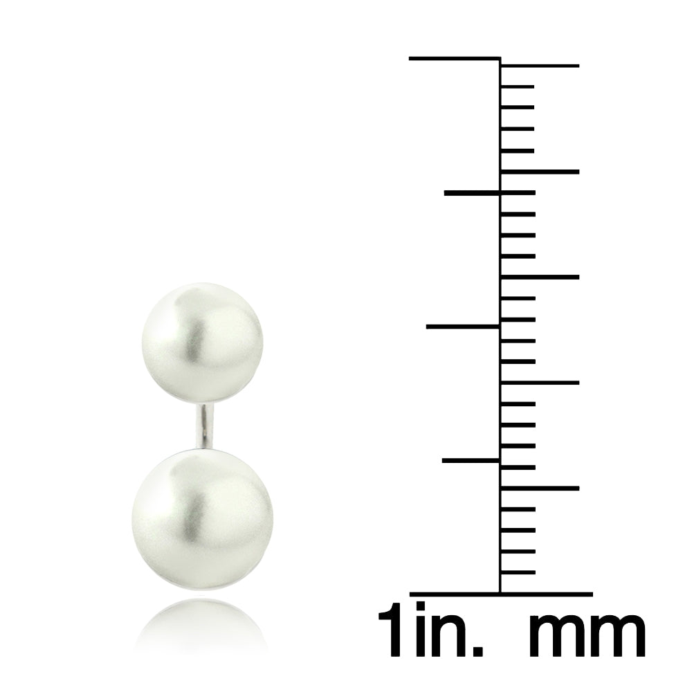 Sterling Silver White Freshwater Cultured Pearl Front-Back Earrings-4