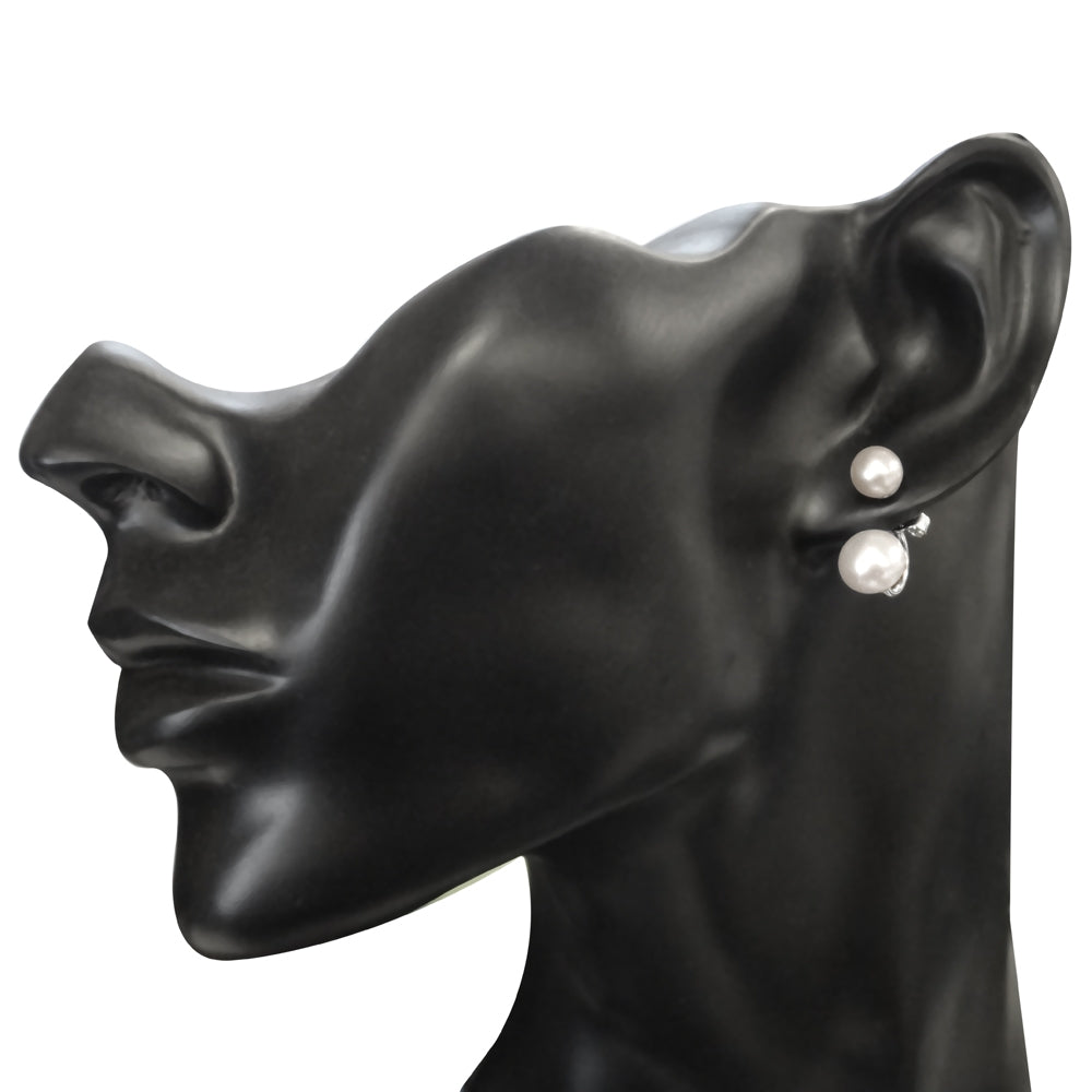 Sterling Silver White Freshwater Cultured Pearl Front-Back Earrings-5