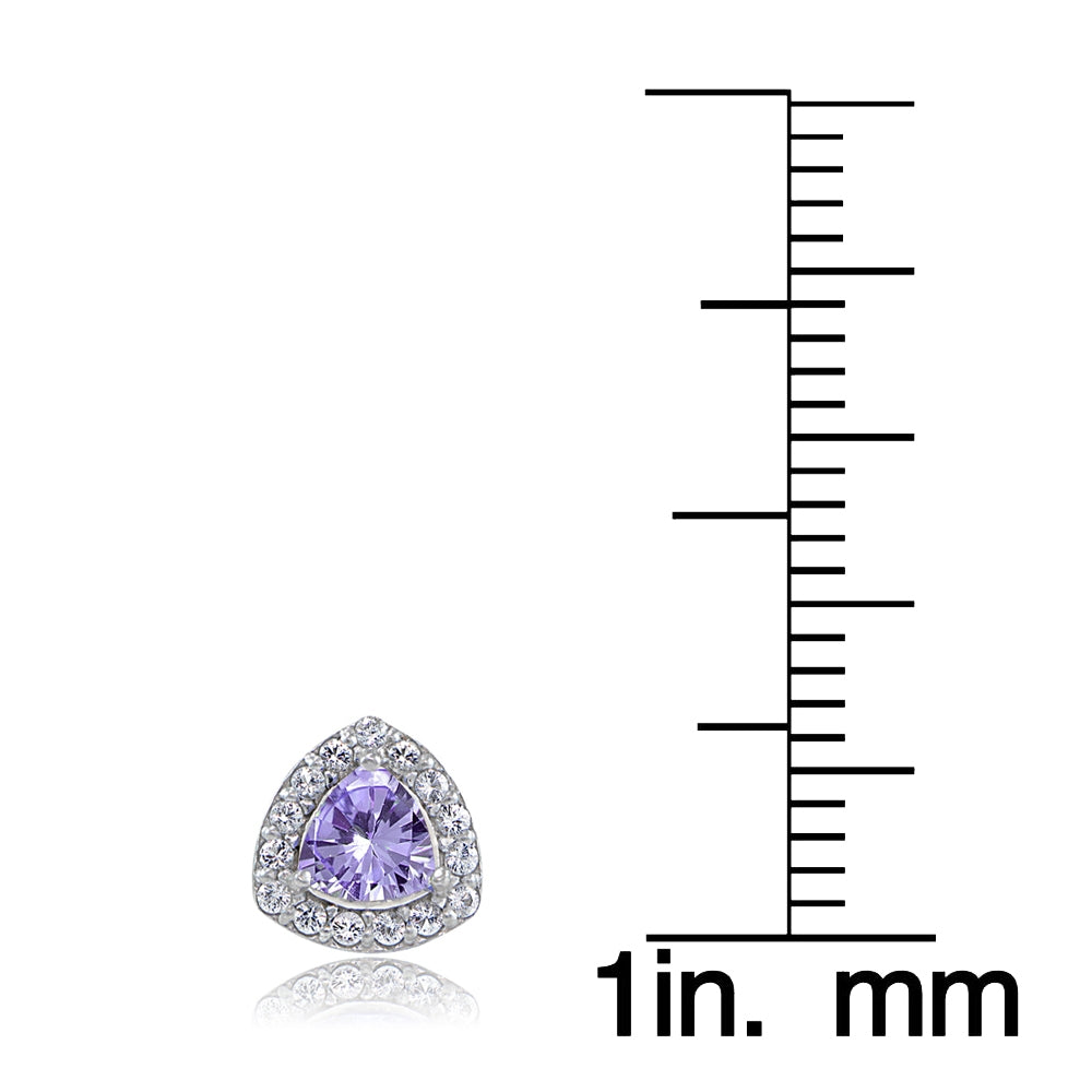 Sterling Silver Amethyst & White Topaz Trillion-Cut Stud Earrings-3