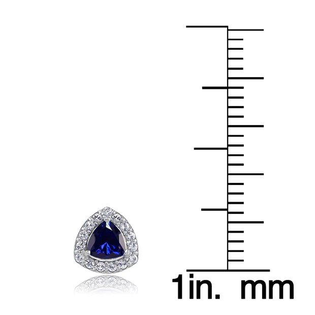 Sterling Silver Created Sapphire & White Topaz Trillion-Cut Stud Earrings