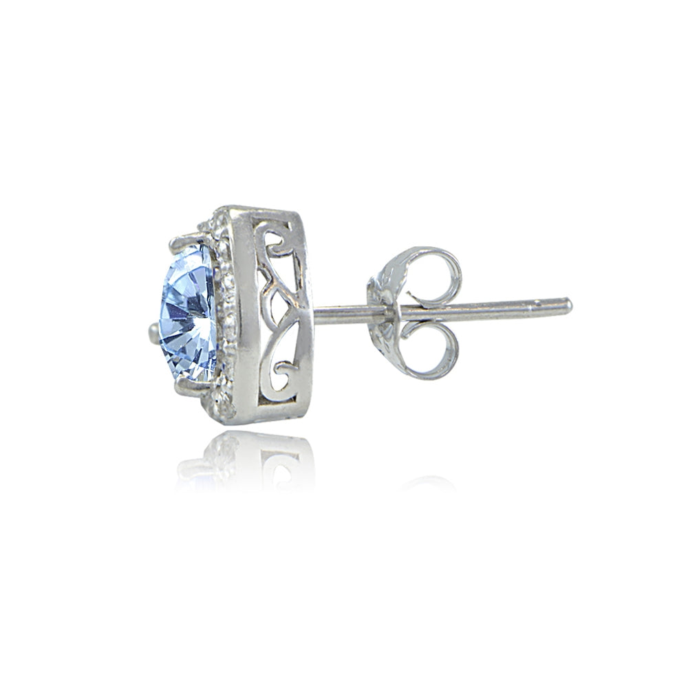 Sterling Silver Blue Topaz & White Topaz Trillion-Cut Stud Earrings-2