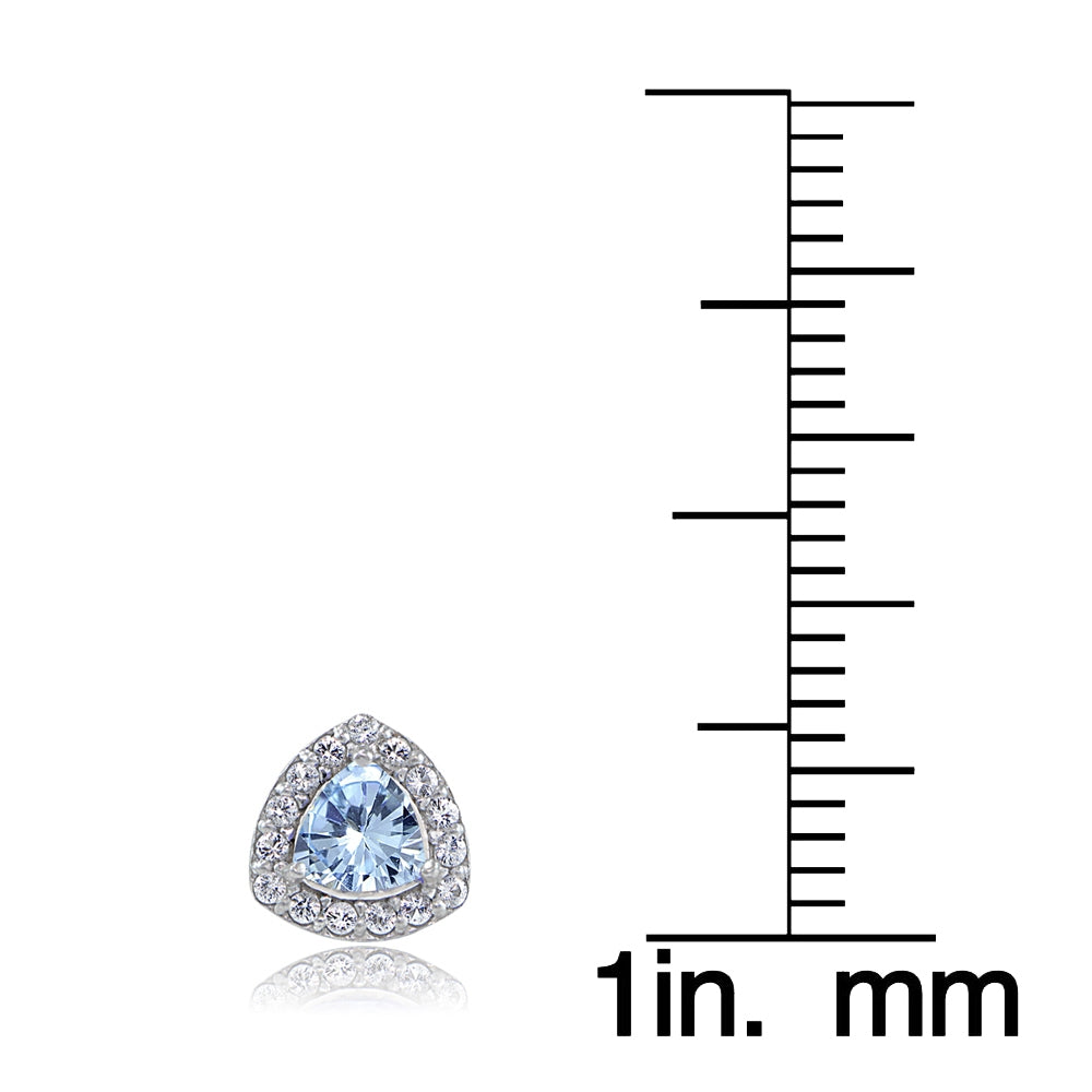 Sterling Silver Blue Topaz & White Topaz Trillion-Cut Stud Earrings-3