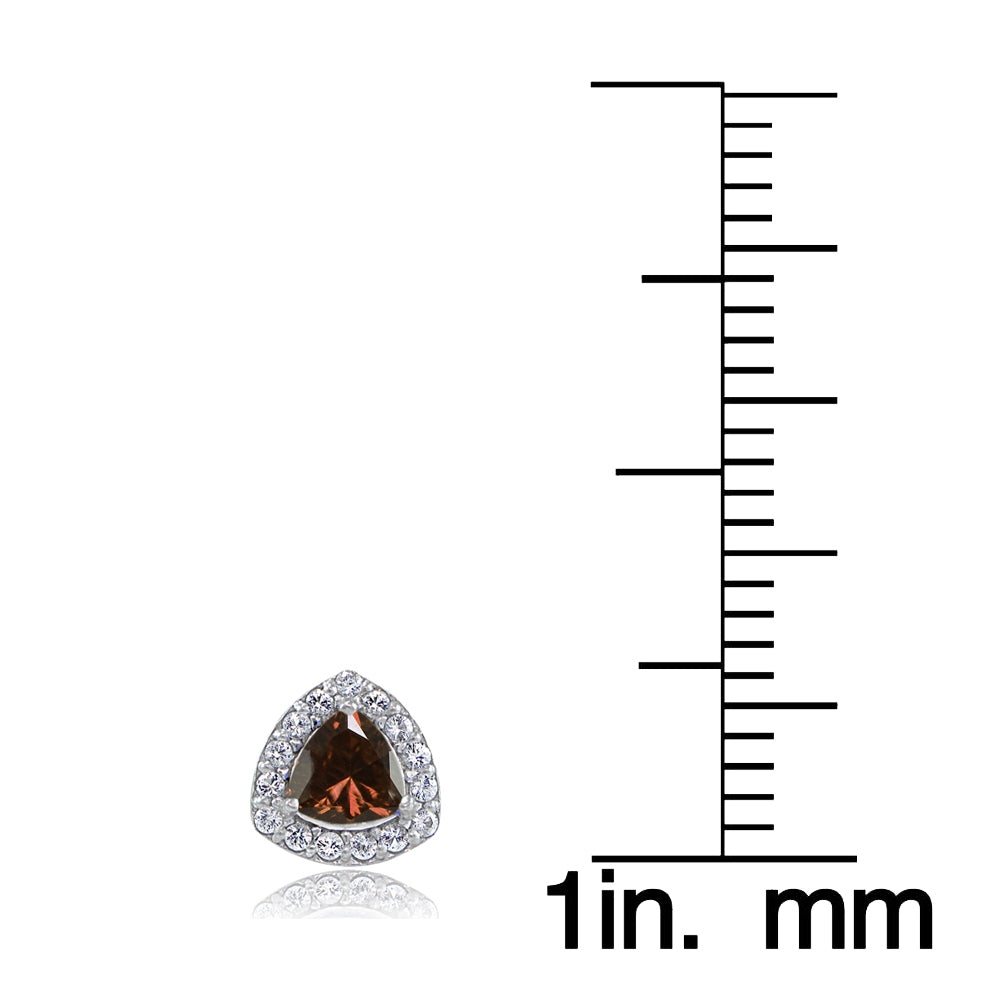 Sterling Silver Garnet & White Topaz Trillion-Cut Stud Earrings-3