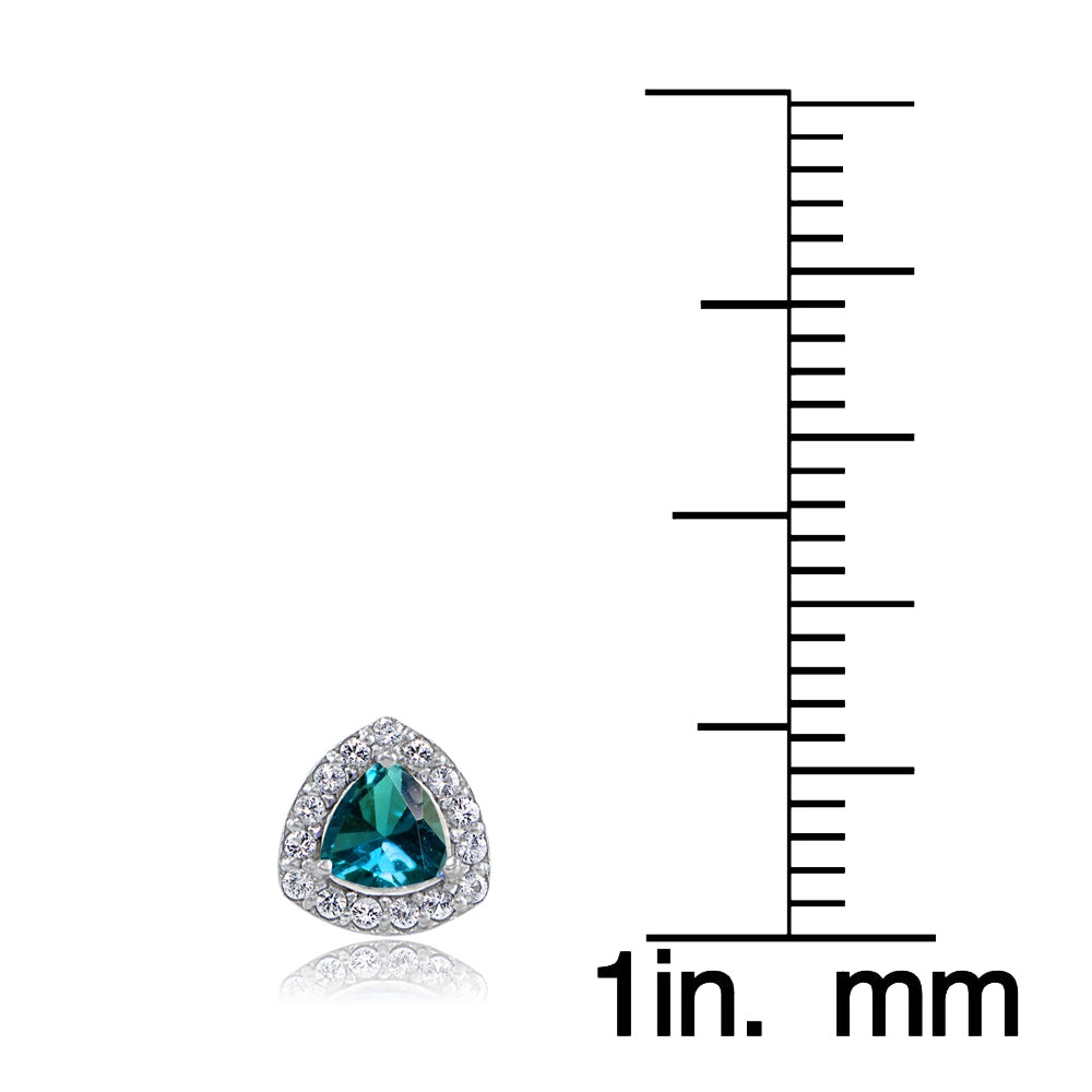 Sterling Silver London Blue Topaz & White Topaz Trillion-Cut Stud Earrings-3
