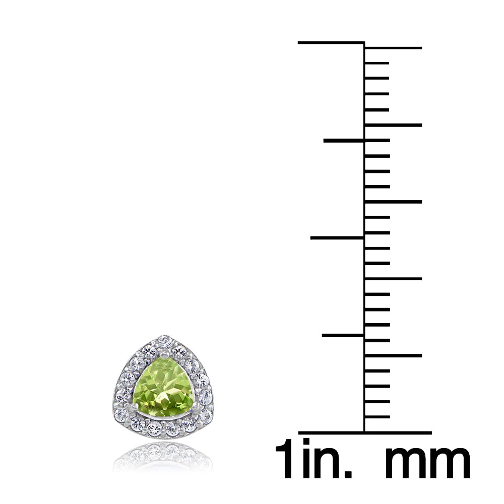 Sterling Silver Peridot & White Topaz Trillion-Cut Stud Earrings-3