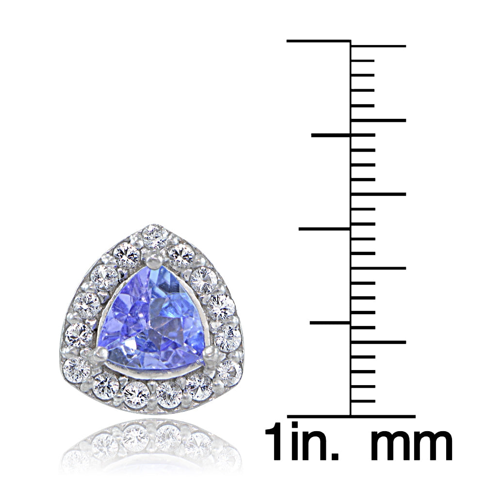 Sterling Silver Tanzanite & White Topaz Trillion-Cut Stud Earrings-4
