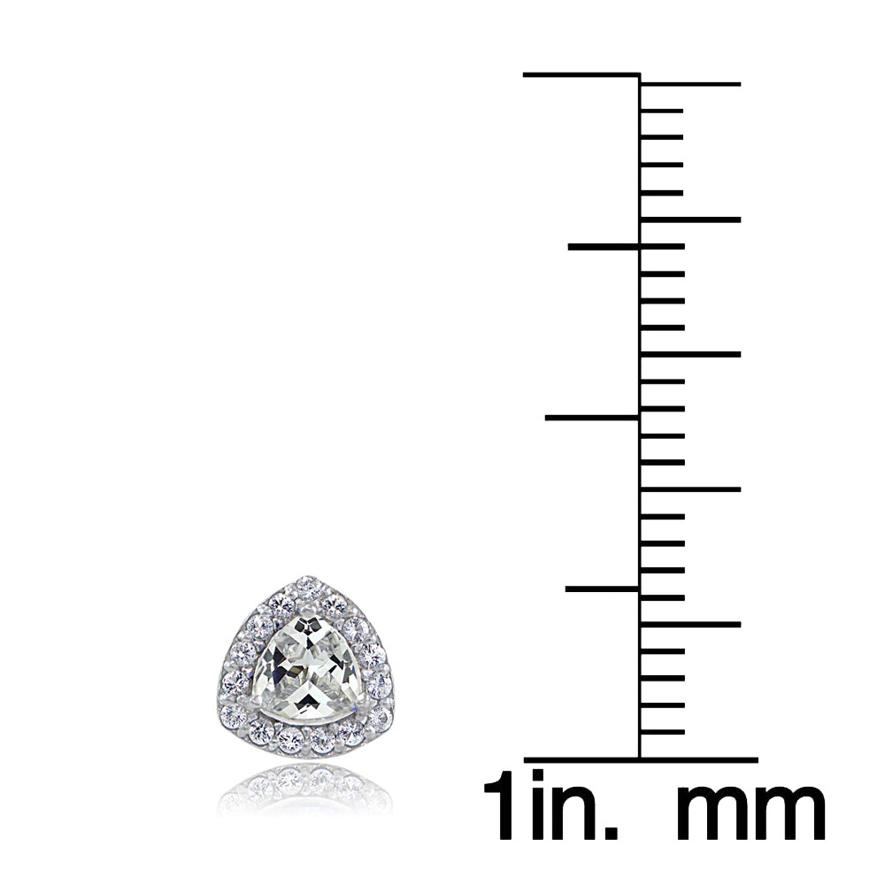 Sterling Silver Cubic Zirconia Trillion-Cut Stud Earrings-3