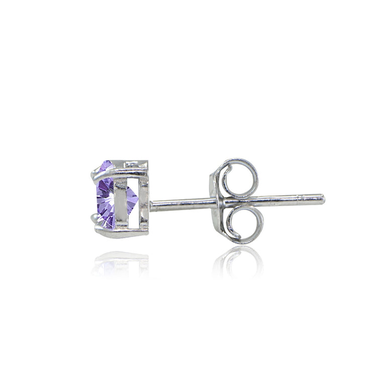 Sterling Silver Amethyst Trillion-Cut Stud Earrings