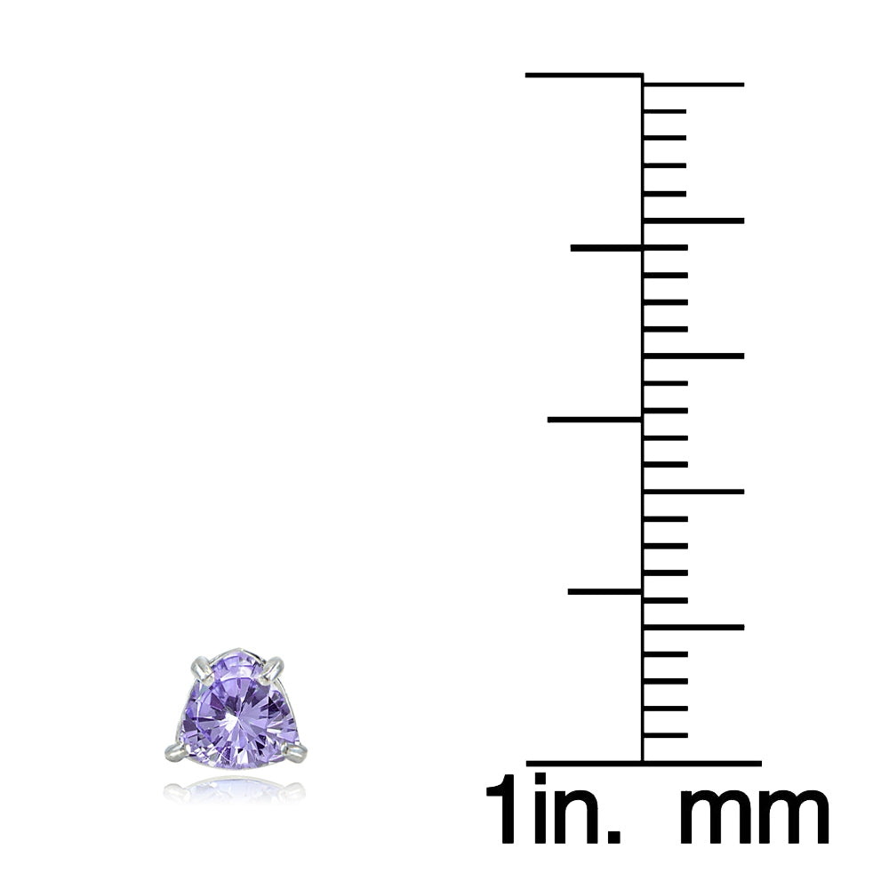 Sterling Silver Amethyst Trillion-Cut Stud Earrings-3