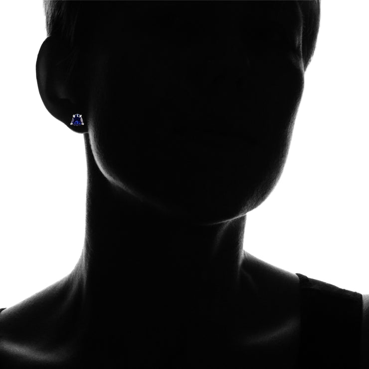 Sterling Silver Created Sapphire Trillion-Cut Stud Earrings