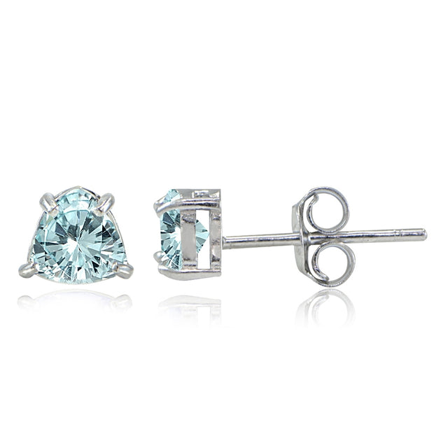 Sterling Silver Blue Topaz Trillion-Cut Stud Earrings