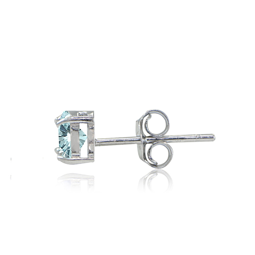 Sterling Silver Blue Topaz Trillion-Cut Stud Earrings-2
