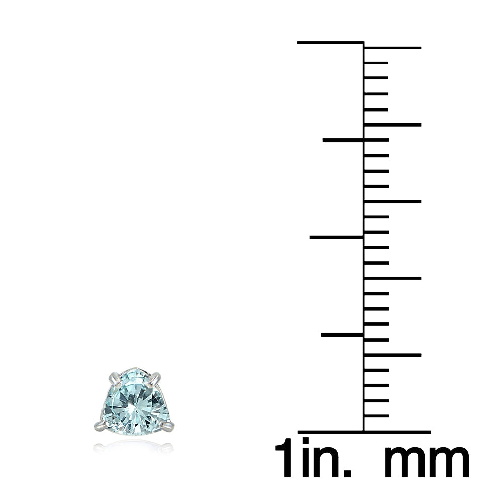 Sterling Silver Blue Topaz Trillion-Cut Stud Earrings-3