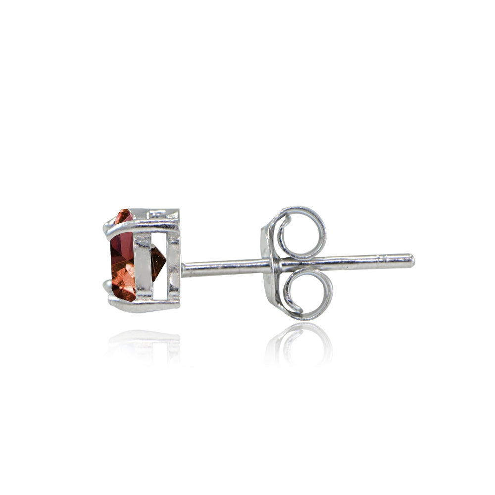 Sterling Silver Garnet Trillion-Cut Stud Earrings-2