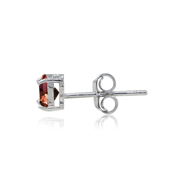 Sterling Silver Garnet Trillion-Cut Stud Earrings