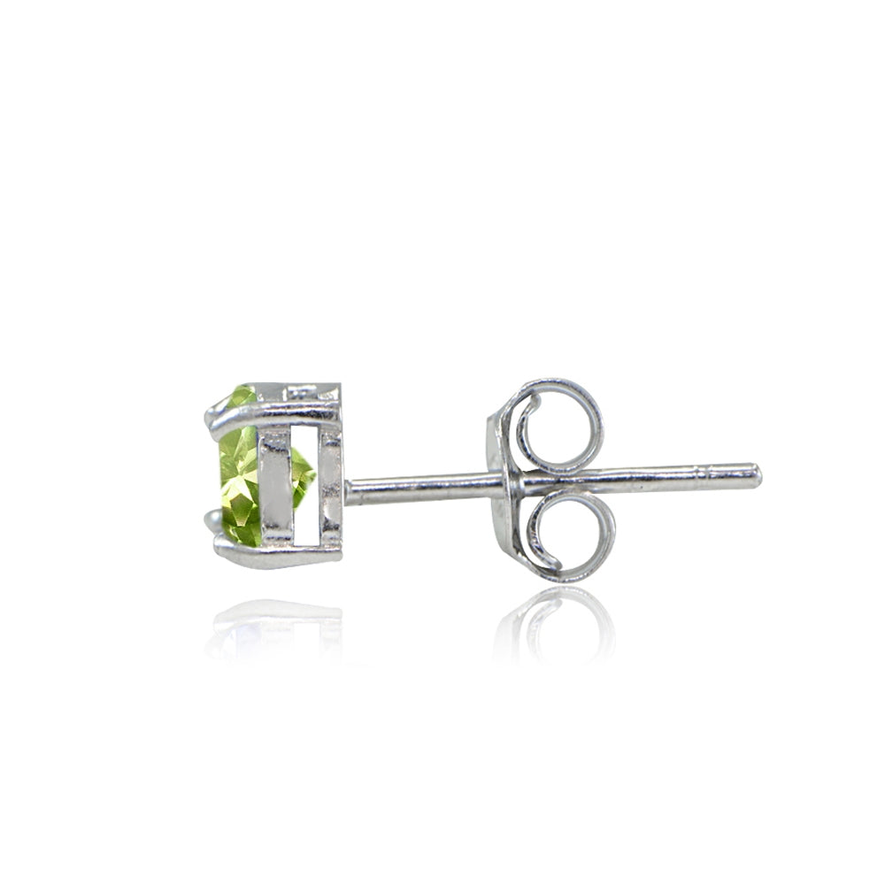 Sterling Silver Peridot Trillion-Cut Stud Earrings-2