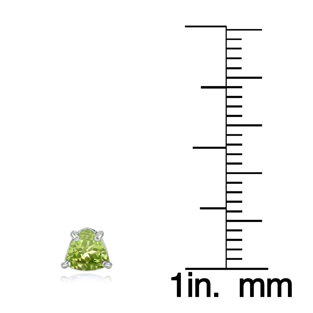 Sterling Silver Peridot Trillion-Cut Stud Earrings-3