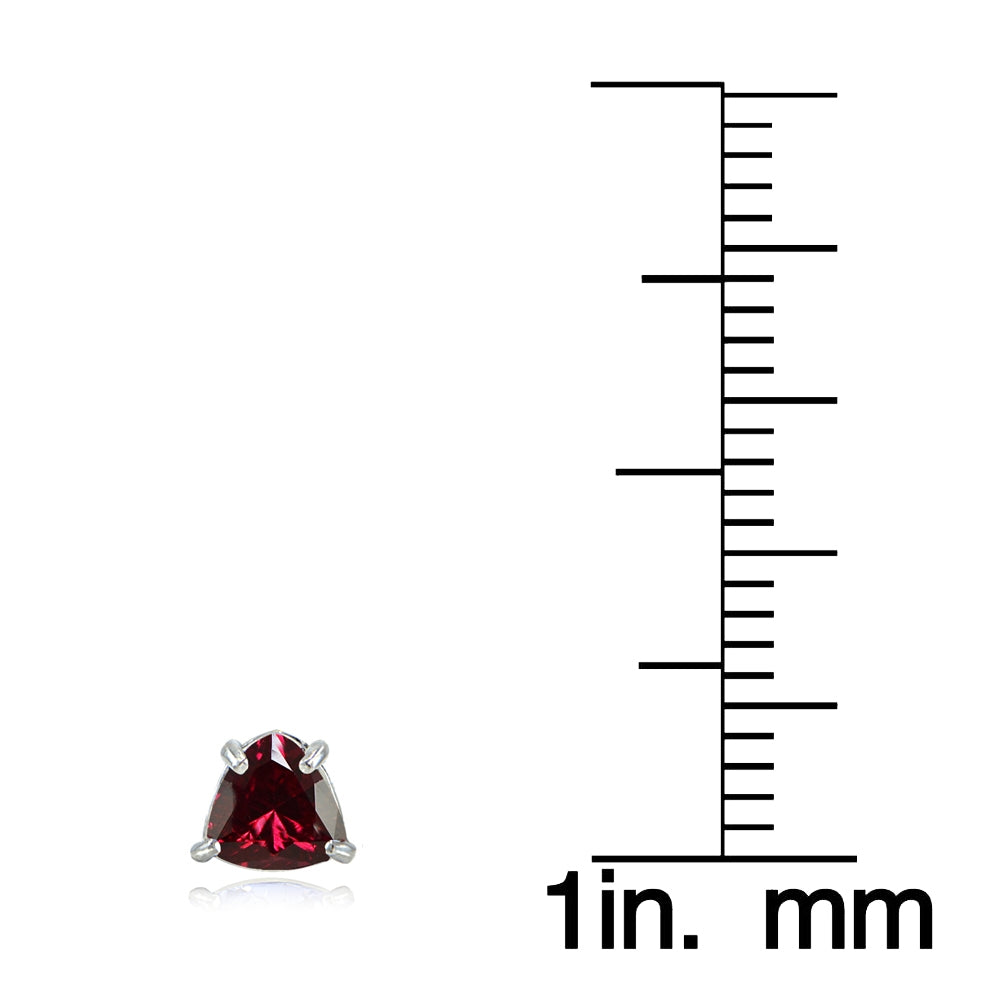 Sterling Silver Created Ruby Trillion-Cut Stud Earrings-3