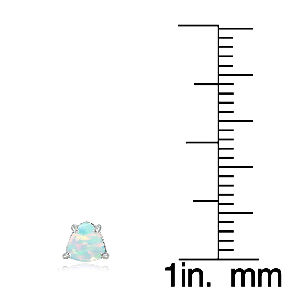 Sterling Silver Created Opal Trillion-Cut Stud Earrings-3