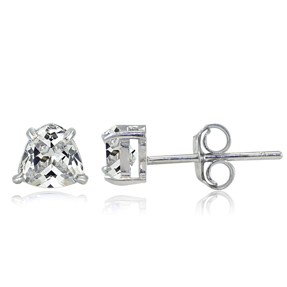 Sterling Silver Cubic Zirconia Trillion-Cut Stud Earrings