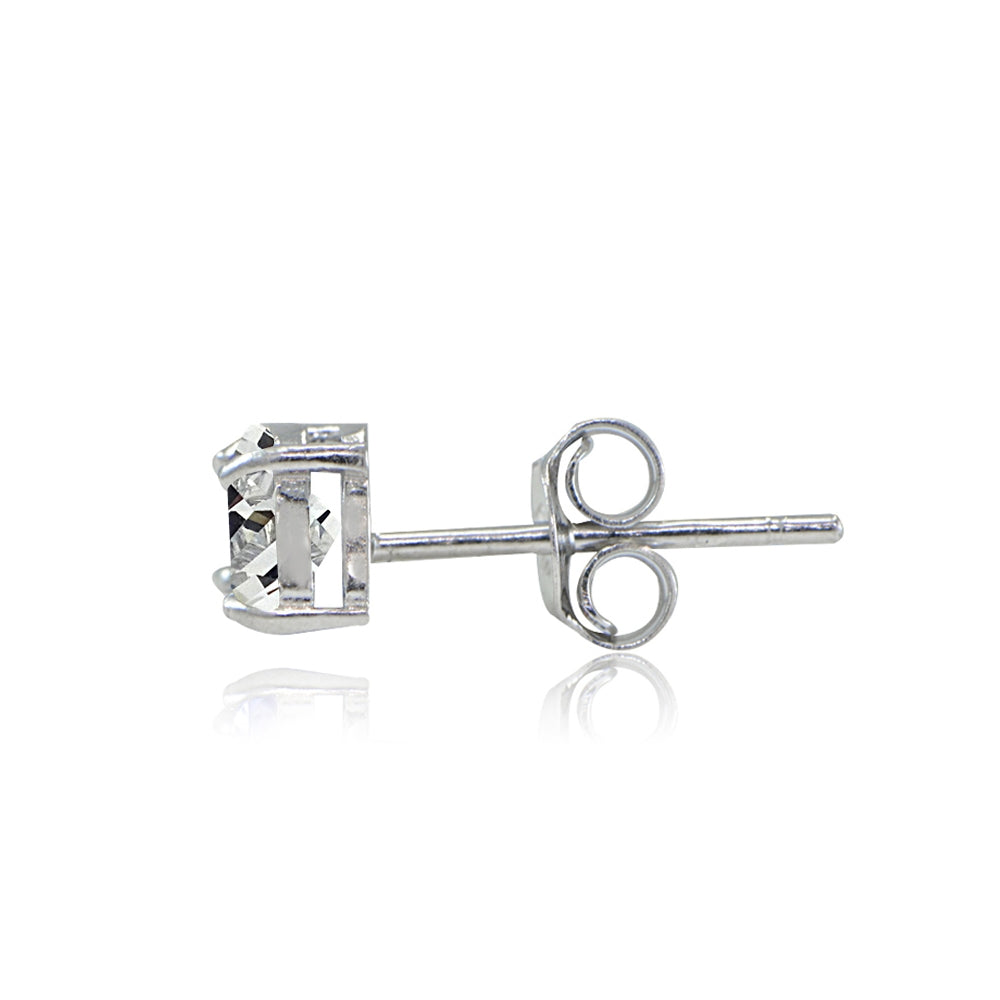 Sterling Silver Cubic Zirconia Trillion-Cut Stud Earrings-2