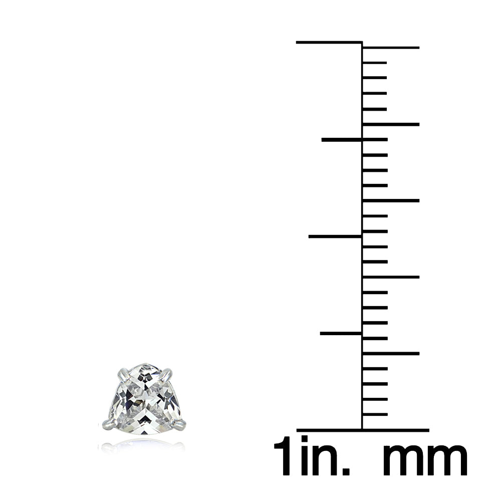 Sterling Silver Cubic Zirconia Trillion-Cut Stud Earrings-3