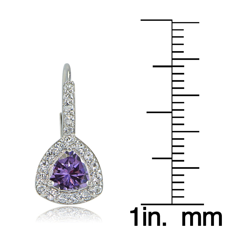 Sterling Silver Amethyst & White Topaz Trillion-Cut Leverback Earrings-3